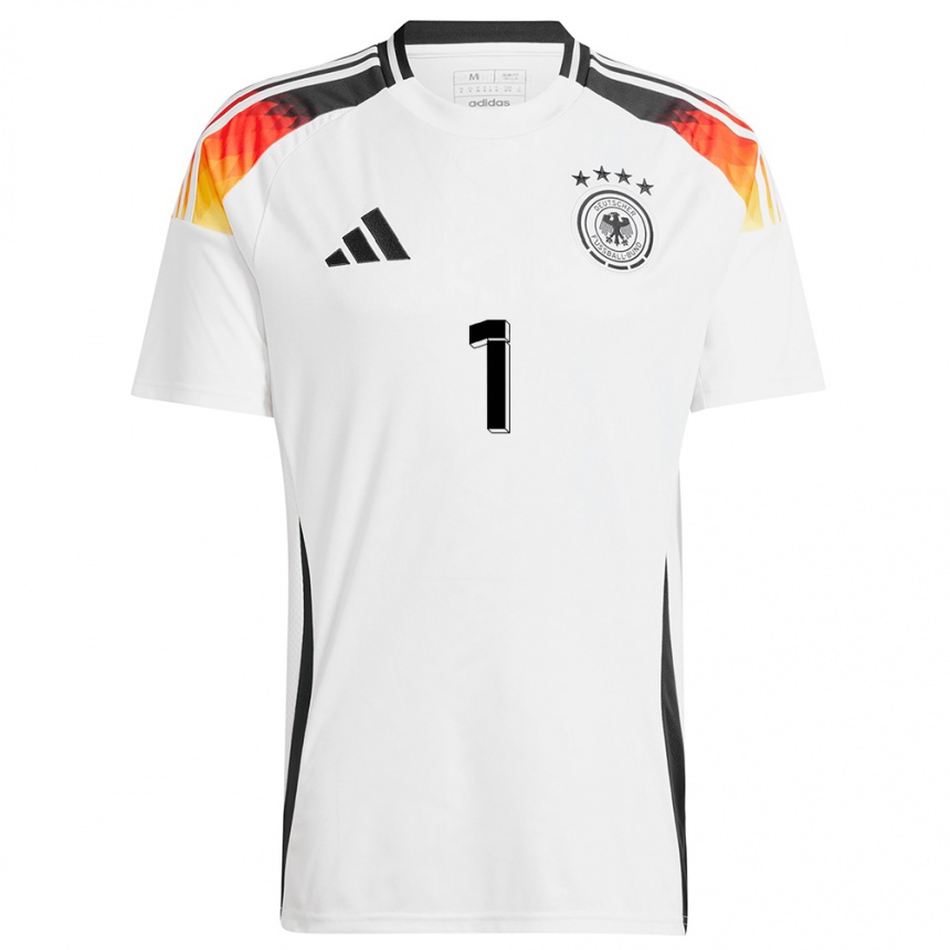 キッズフットボールドイツマール・フロームス#1白ホームシャツ24-26ジャージーユニフォーム
