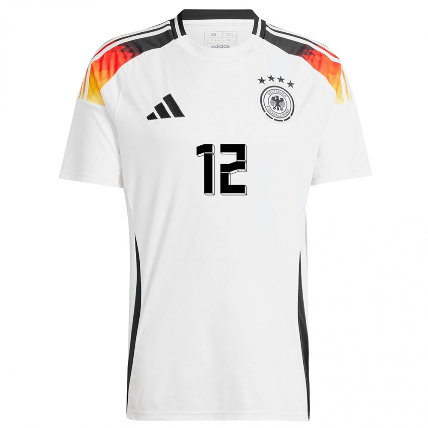 キッズフットボールドイツクリスティアン・フリュヒトル#12白ホームシャツ24-26ジャージーユニフォーム