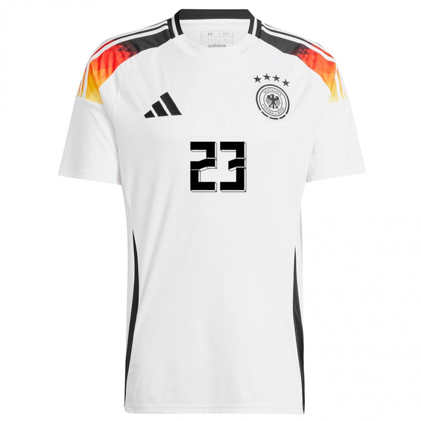 キッズフットボールドイツニコ・シュロッターベック#23白ホームシャツ24-26ジャージーユニフォーム