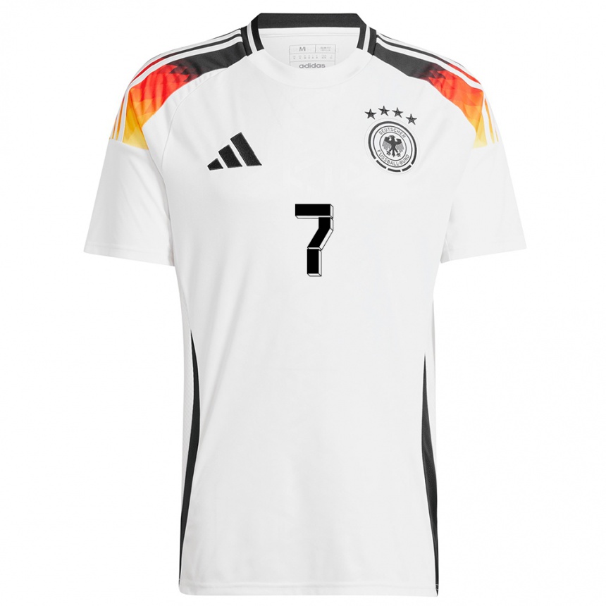 キッズフットボールドイツリー・シュレル#7白ホームシャツ24-26ジャージーユニフォーム
