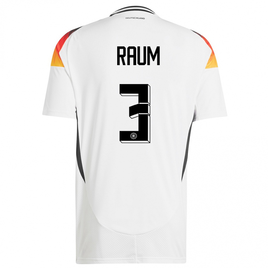 キッズフットボールドイツダヴィド・ラウム#3白ホームシャツ24-26ジャージーユニフォーム