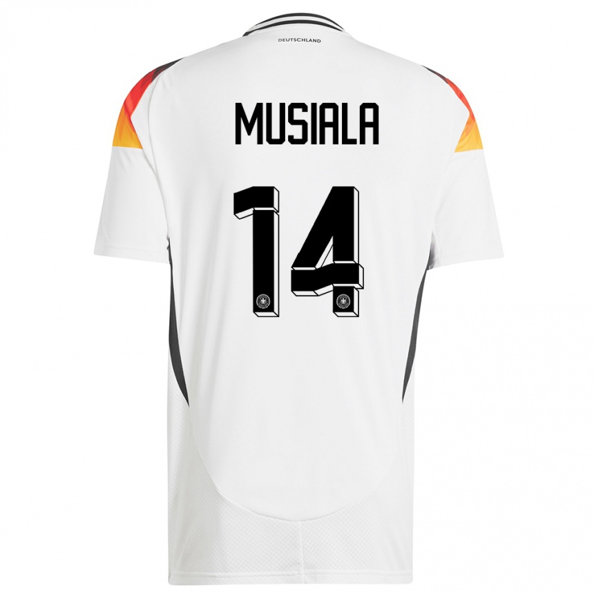 キッズフットボールドイツジャマル・ムシアラ#14白ホームシャツ24-26ジャージーユニフォーム