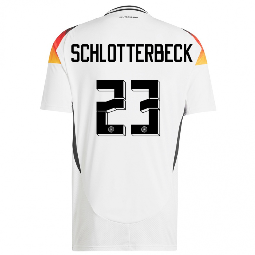 キッズフットボールドイツニコ・シュロッターベック#23白ホームシャツ24-26ジャージーユニフォーム