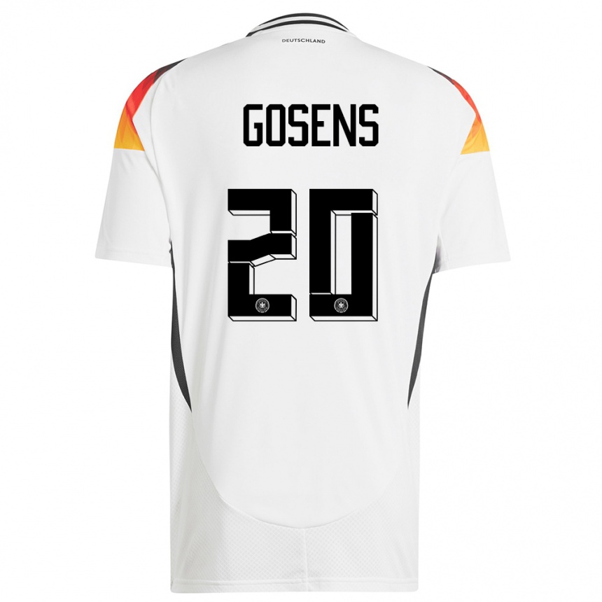 キッズフットボールドイツロビン・ゴセンス#20白ホームシャツ24-26ジャージーユニフォーム
