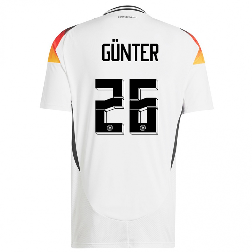 キッズフットボールドイツクリスティアン・ギュンター#26白ホームシャツ24-26ジャージーユニフォーム