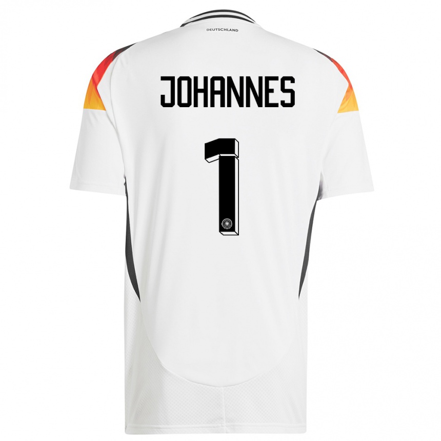 キッズフットボールドイツスティーナ・ヨハネス#1白ホームシャツ24-26ジャージーユニフォーム