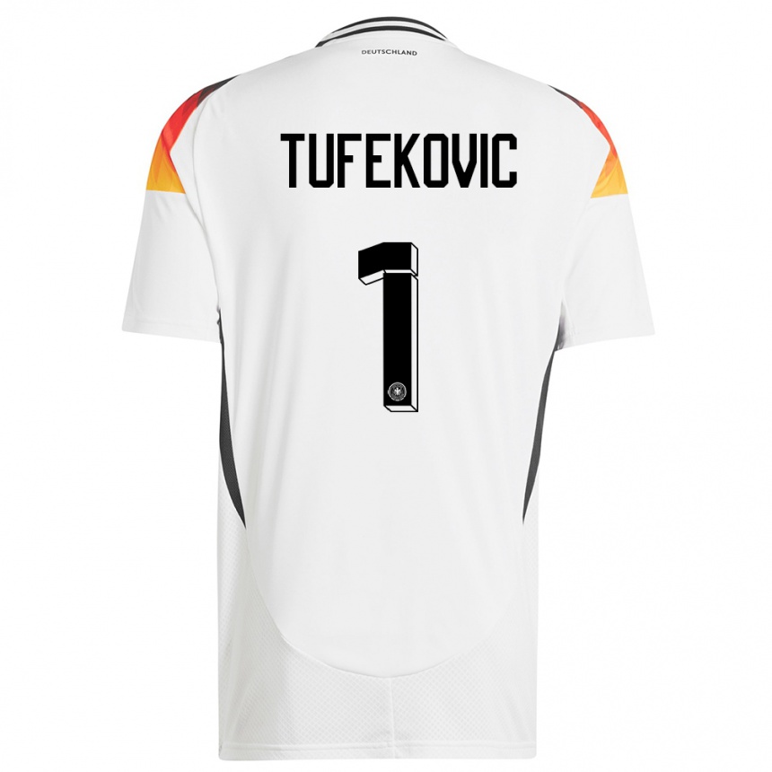 キッズフットボールドイツマルチナ・トゥフェコビッチ#1白ホームシャツ24-26ジャージーユニフォーム