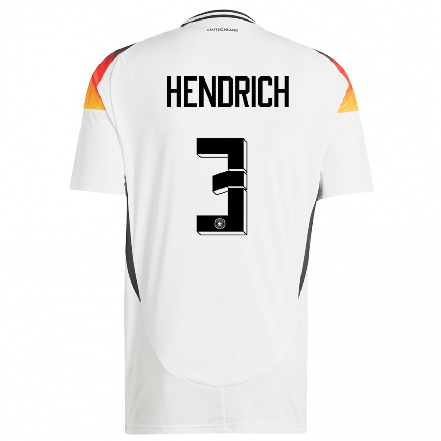 キッズフットボールドイツキャスリン・ヘンドリッヒ#3白ホームシャツ24-26ジャージーユニフォーム