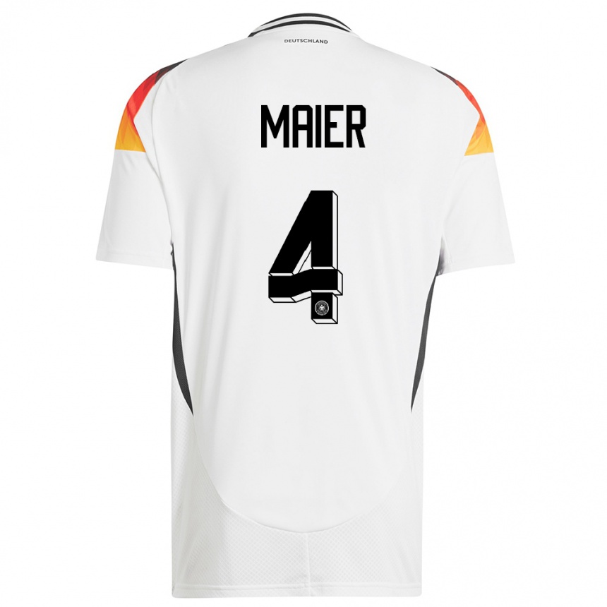 キッズフットボールドイツレオニー・マイヤー#4白ホームシャツ24-26ジャージーユニフォーム