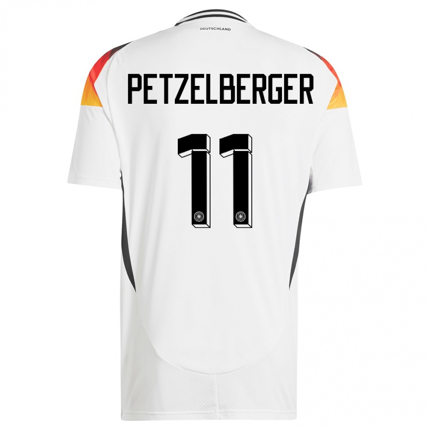 キッズフットボールドイツラモーナ・ペッツェルバーガー#11白ホームシャツ24-26ジャージーユニフォーム