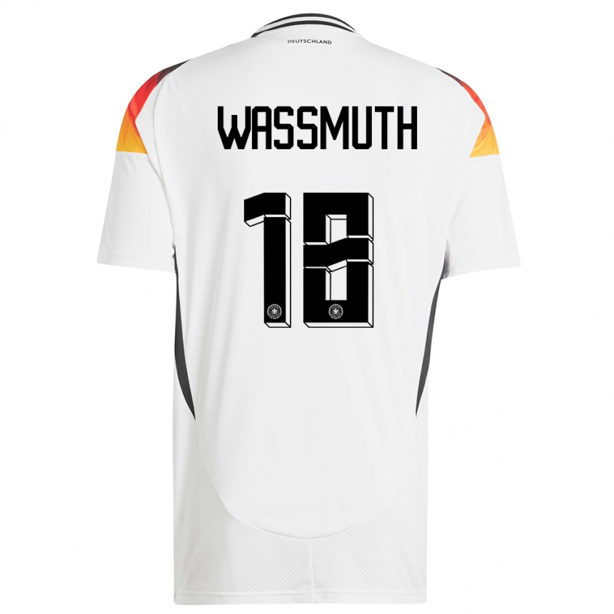 キッズフットボールドイツタベア・ワスムート#18白ホームシャツ24-26ジャージーユニフォーム