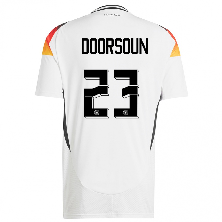 キッズフットボールドイツサラ・ドアソン#23白ホームシャツ24-26ジャージーユニフォーム