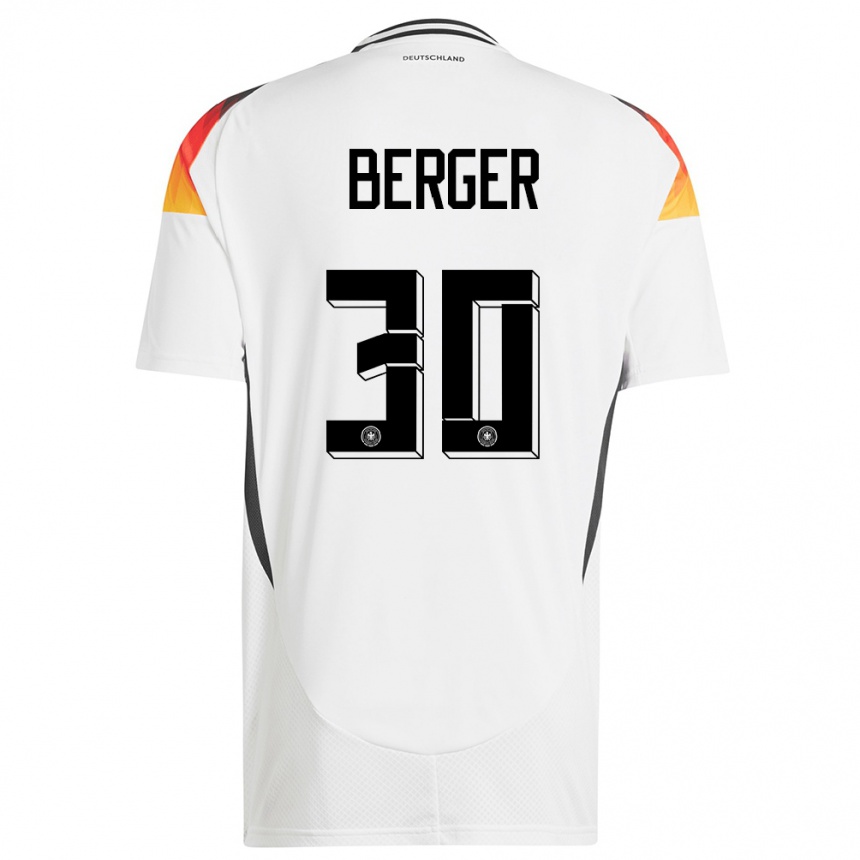 キッズフットボールドイツアン＝カトリン・ベルガー#30白ホームシャツ24-26ジャージーユニフォーム