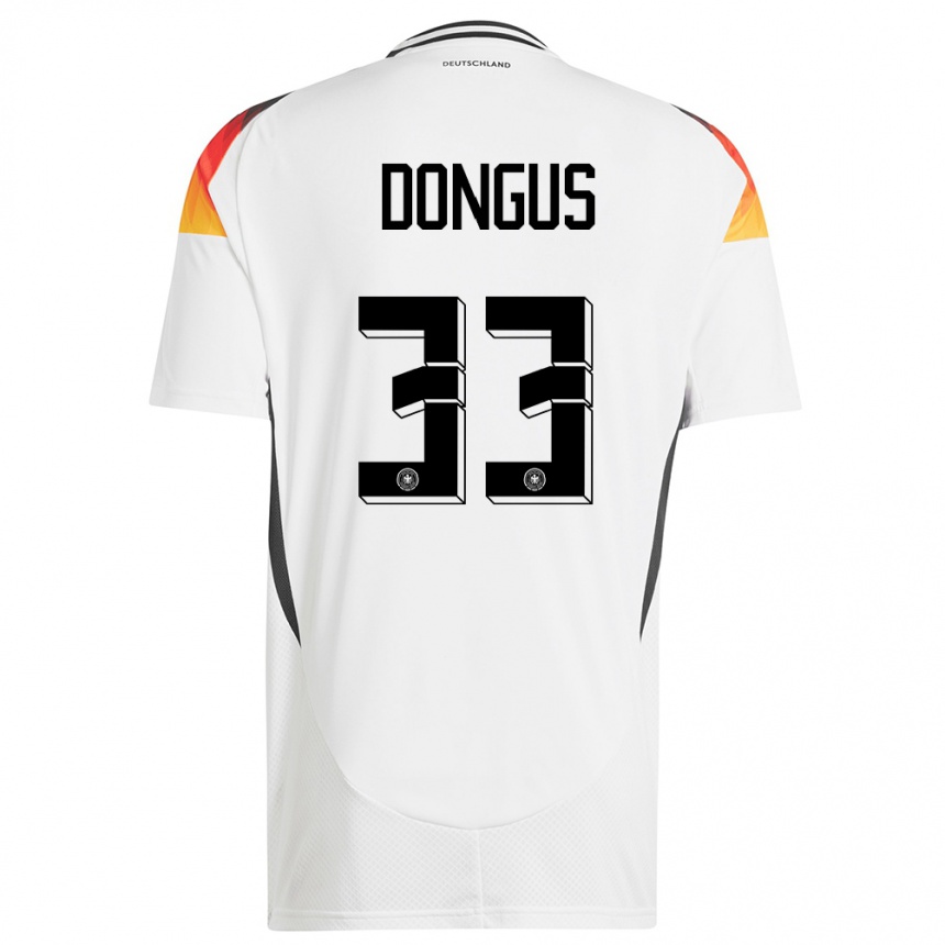 キッズフットボールドイツファビエンヌ・ドンガス#33白ホームシャツ24-26ジャージーユニフォーム