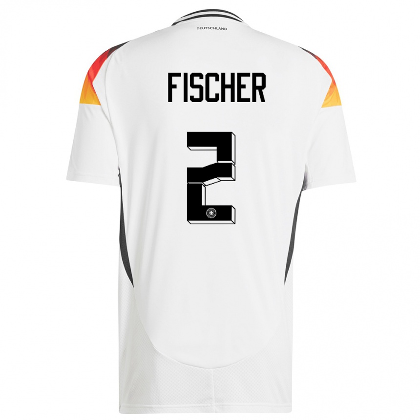 キッズフットボールドイツキリアン・フィッシャー#2白ホームシャツ24-26ジャージーユニフォーム