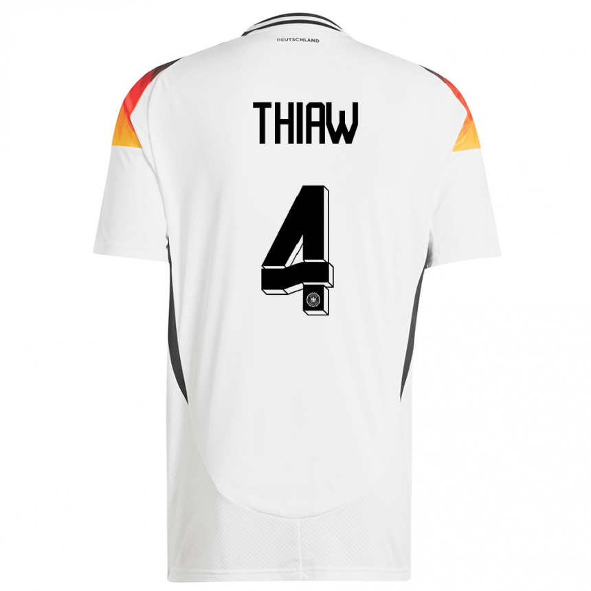 キッズフットボールドイツマリック・ティアウ#4白ホームシャツ24-26ジャージーユニフォーム