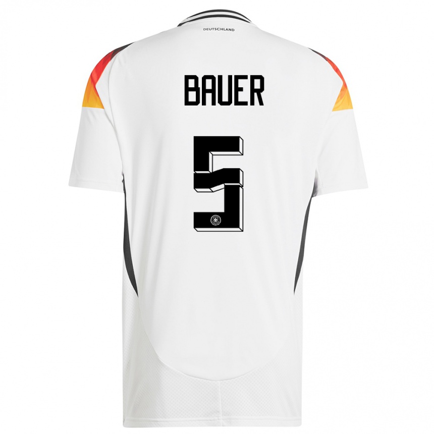 キッズフットボールドイツマクシミリアン・バウアー#5白ホームシャツ24-26ジャージーユニフォーム