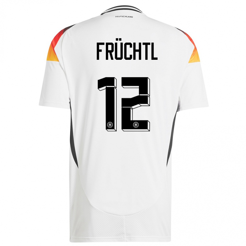 キッズフットボールドイツクリスティアン・フリュヒトル#12白ホームシャツ24-26ジャージーユニフォーム