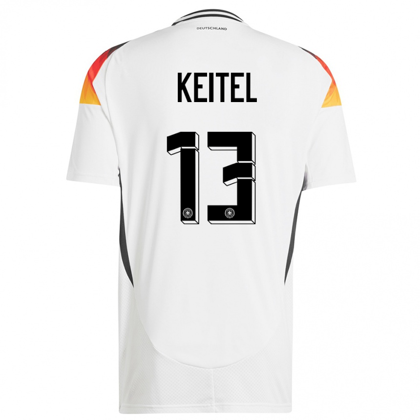 キッズフットボールドイツヤニク・カイテル#13白ホームシャツ24-26ジャージーユニフォーム