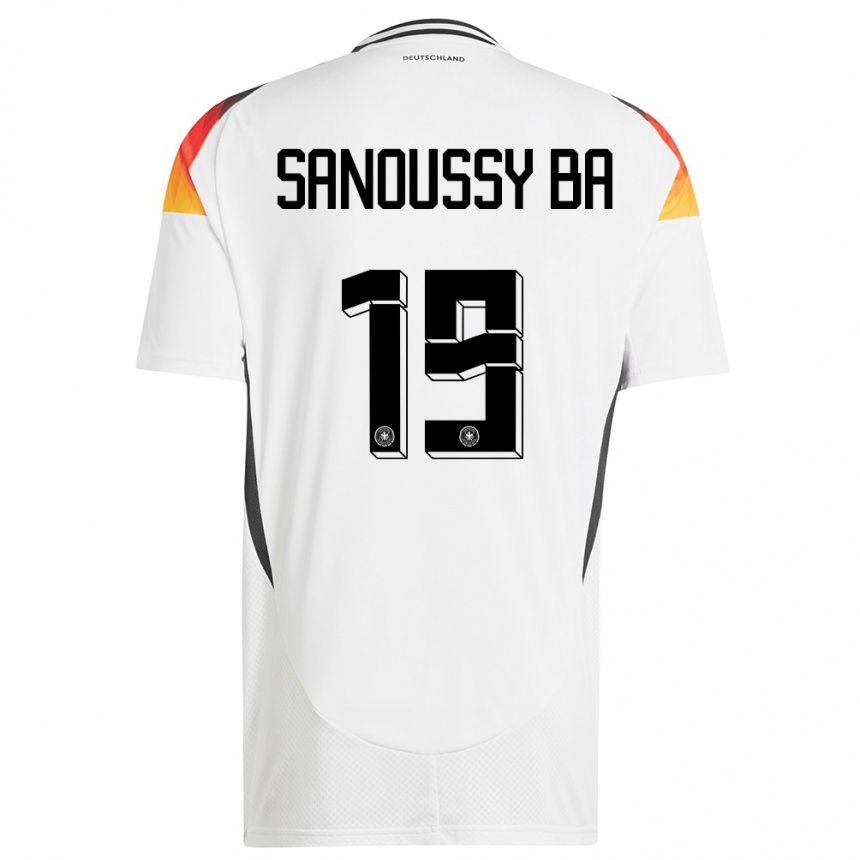 キッズフットボールドイツサヌシ・バ#19白ホームシャツ24-26ジャージーユニフォーム