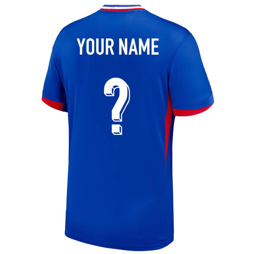 キッズフットボールフランスあなたの名前#0青ホームシャツ24-26ジャージーユニフォーム