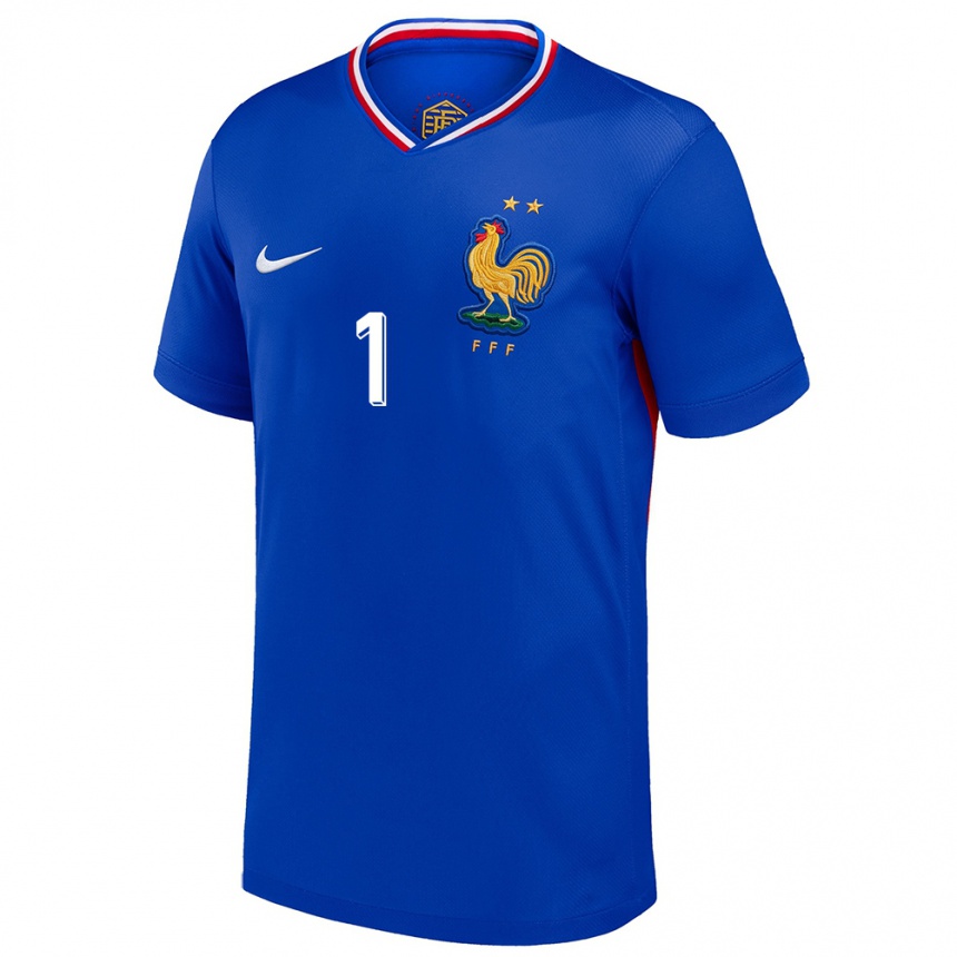 キッズフットボールフランスミレーヌ・チャバス#1青ホームシャツ24-26ジャージーユニフォーム