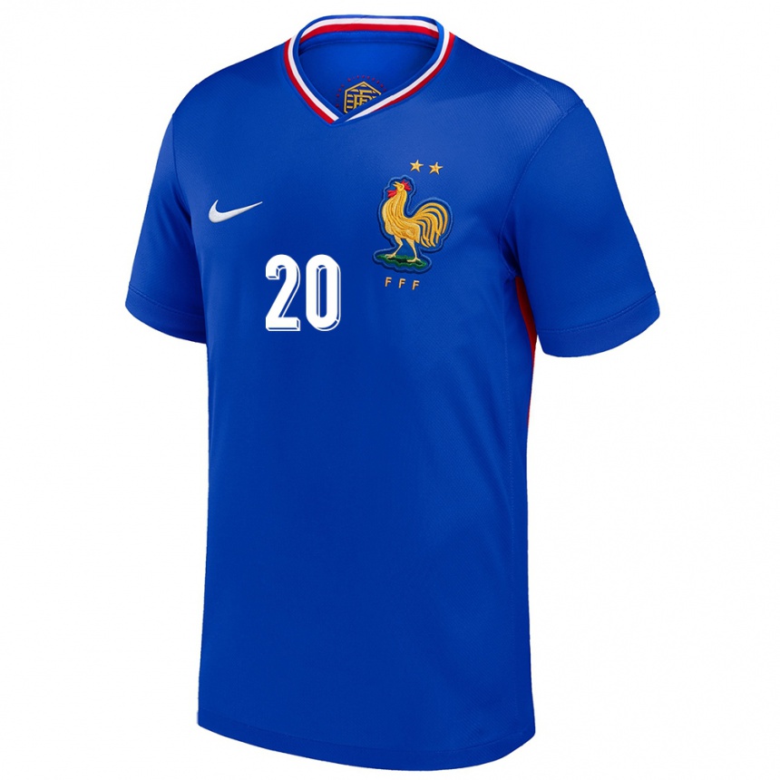 キッズフットボールフランスピエール・カルル#20青ホームシャツ24-26ジャージーユニフォーム