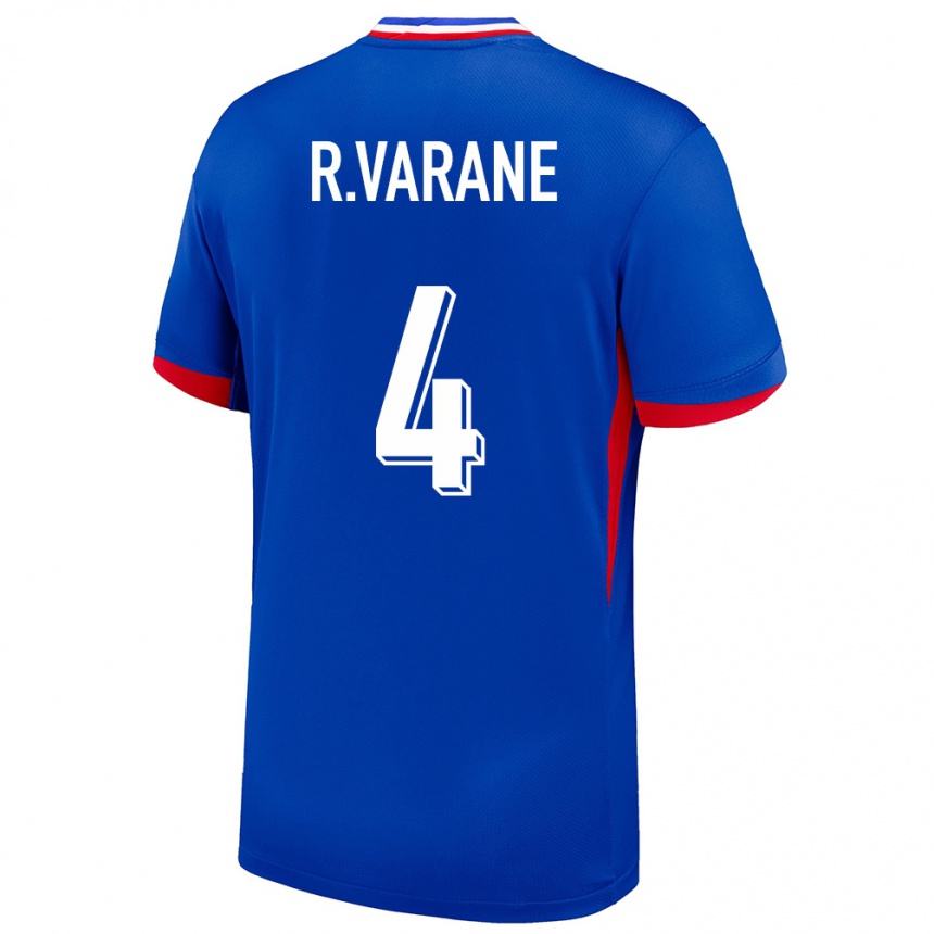 キッズフットボールフランスラファエル・ヴァラン#4青ホームシャツ24-26ジャージーユニフォーム