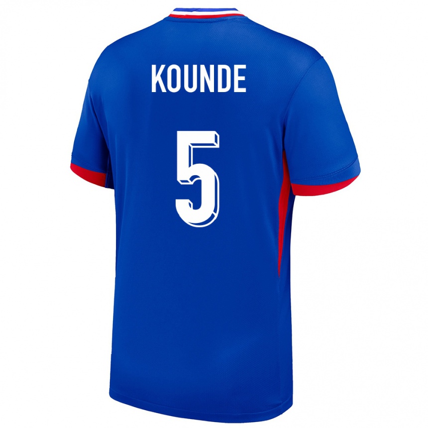 キッズフットボールフランスジュール・クンデ#5青ホームシャツ24-26ジャージーユニフォーム