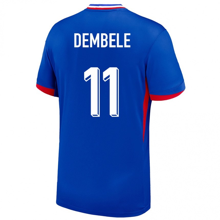 キッズフットボールフランスウスマヌ・デンベレ#11青ホームシャツ24-26ジャージーユニフォーム