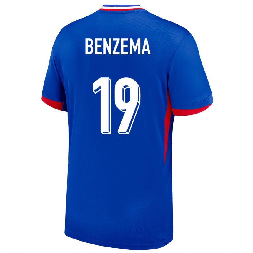 キッズフットボールフランスカリム・ベンゼマ#19青ホームシャツ24-26ジャージーユニフォーム