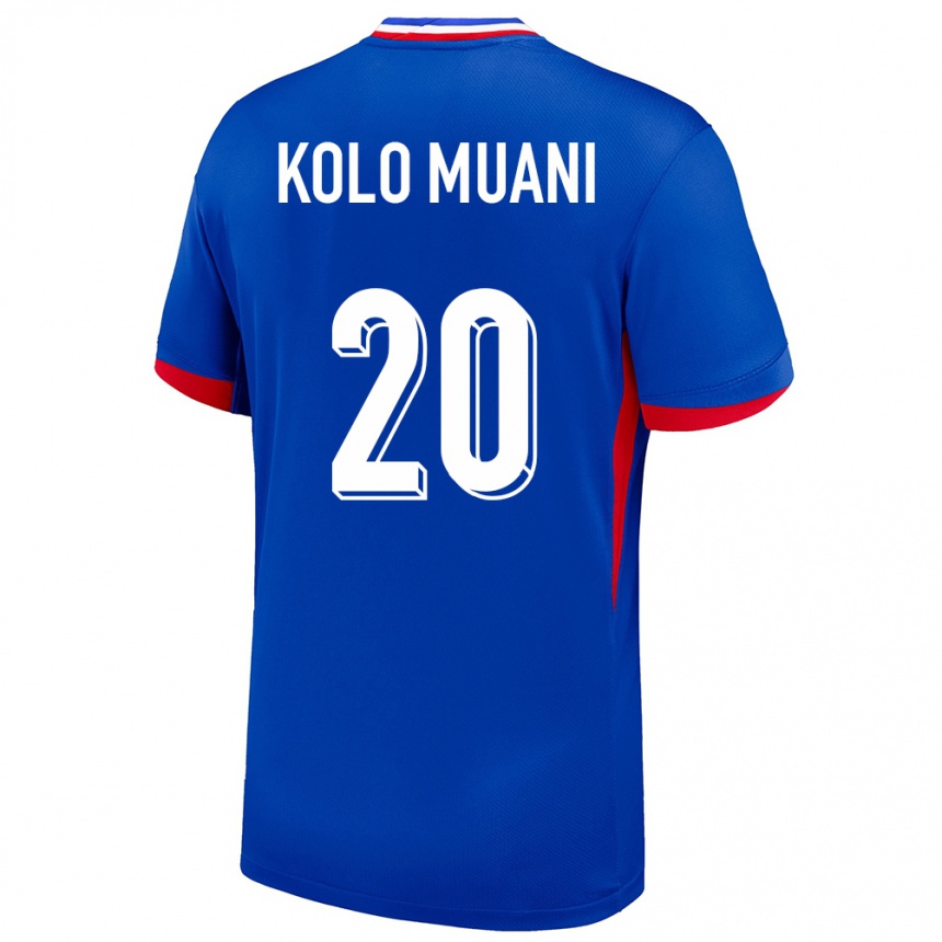 キッズフットボールフランスランダル・コロ・ムアニ#20青ホームシャツ24-26ジャージーユニフォーム