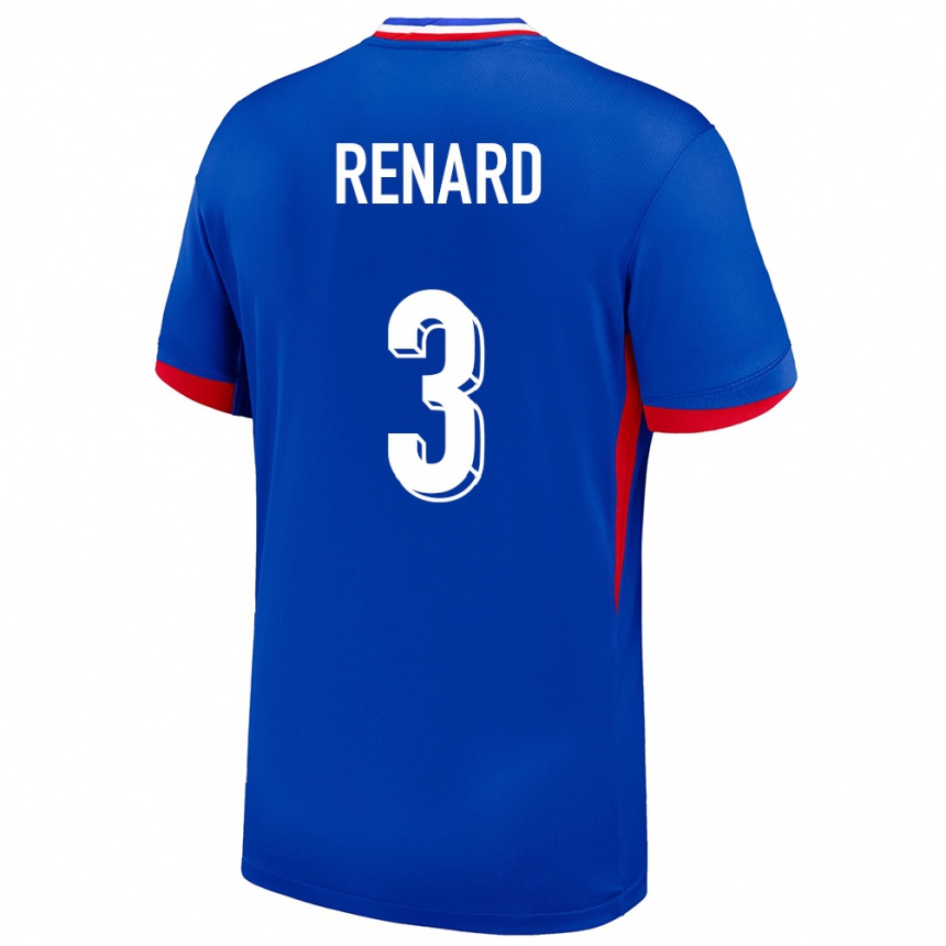 キッズフットボールフランスワンディ・ルナール#3青ホームシャツ24-26ジャージーユニフォーム