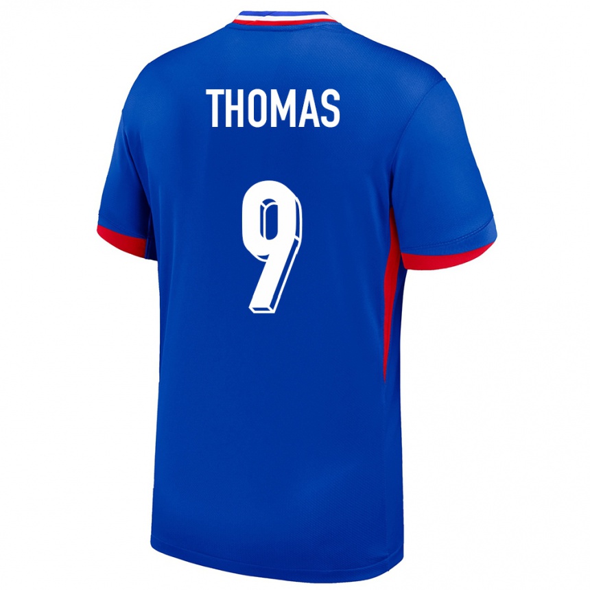 キッズフットボールフランスリンジー・トーマス#9青ホームシャツ24-26ジャージーユニフォーム
