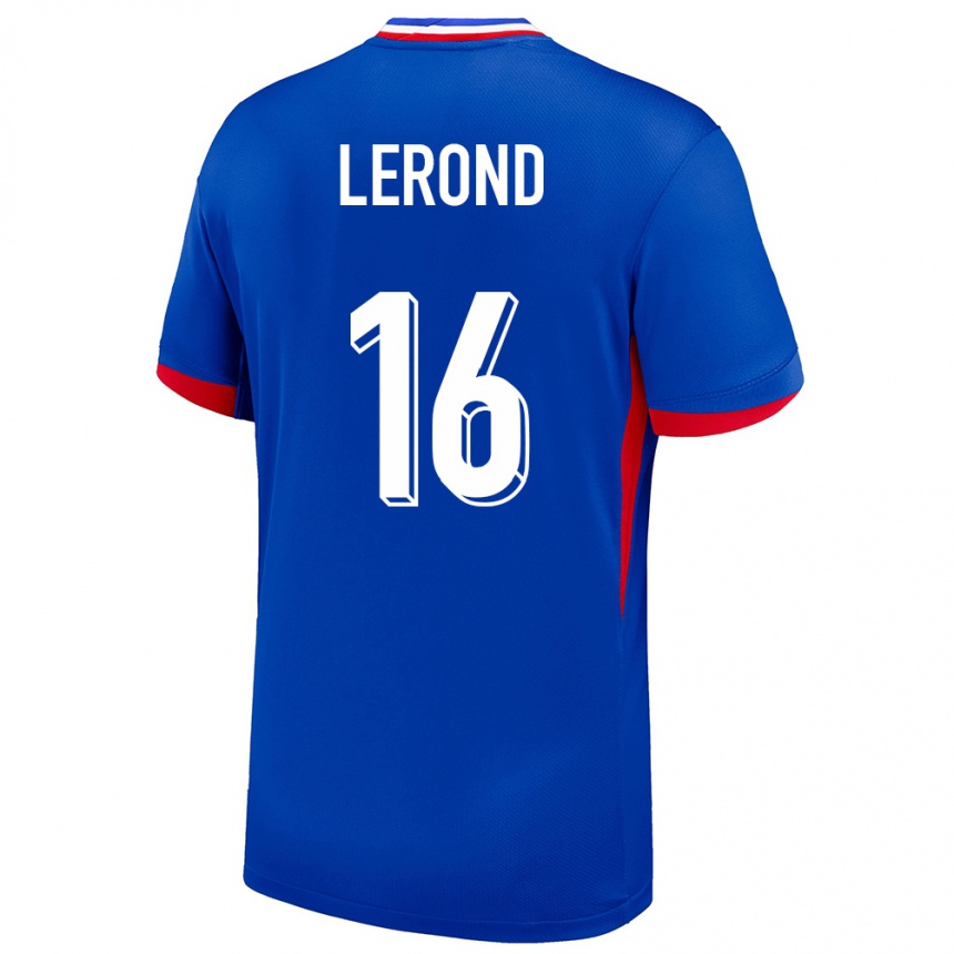 キッズフットボールフランスジュスティーヌ・ルロン#16青ホームシャツ24-26ジャージーユニフォーム