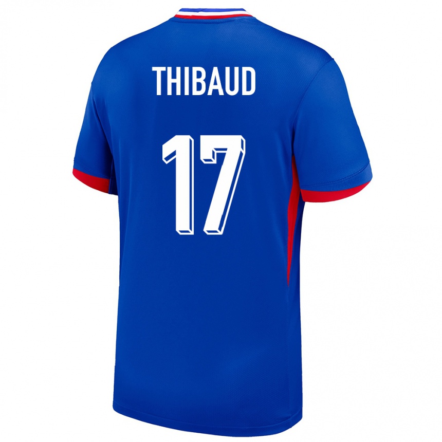 キッズフットボールフランスジュリー・ティボー#17青ホームシャツ24-26ジャージーユニフォーム
