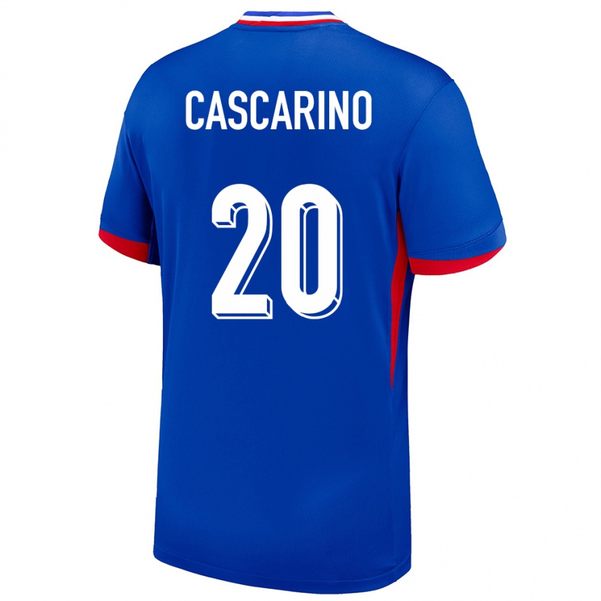 キッズフットボールフランスデルフィーヌ・カスカリーノ#20青ホームシャツ24-26ジャージーユニフォーム