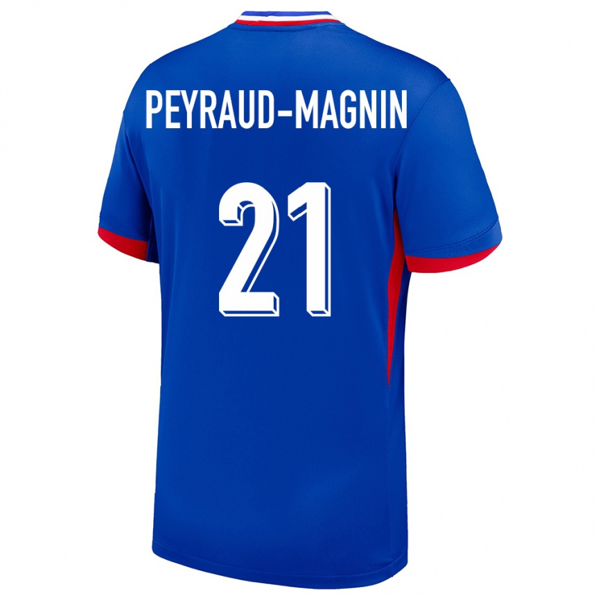 キッズフットボールフランスポーリーヌ・ペロー・マニャン#21青ホームシャツ24-26ジャージーユニフォーム