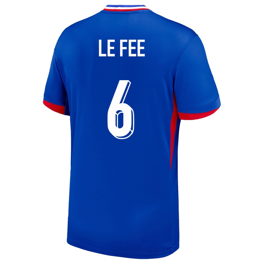 キッズフットボールフランスエンゾ・ル・フェー#6青ホームシャツ24-26ジャージーユニフォーム