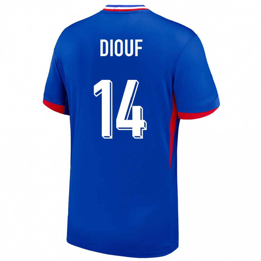 キッズフットボールフランスアンディ・ディウフ#14青ホームシャツ24-26ジャージーユニフォーム