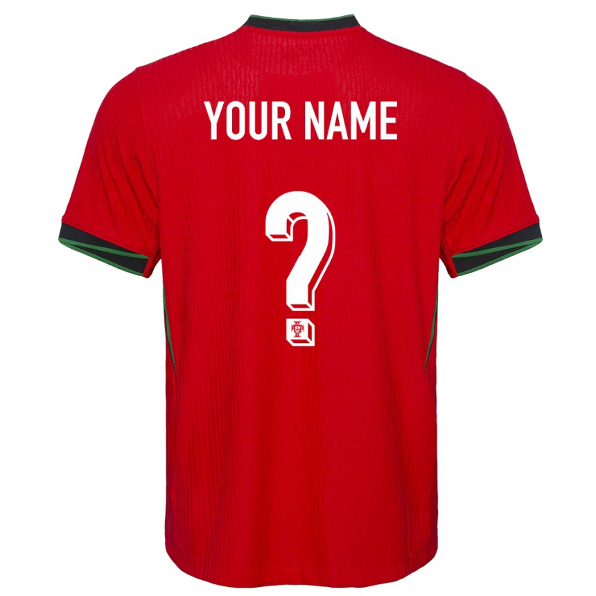 キッズフットボールポルトガルあなたの名前#0赤ホームシャツ24-26ジャージーユニフォーム