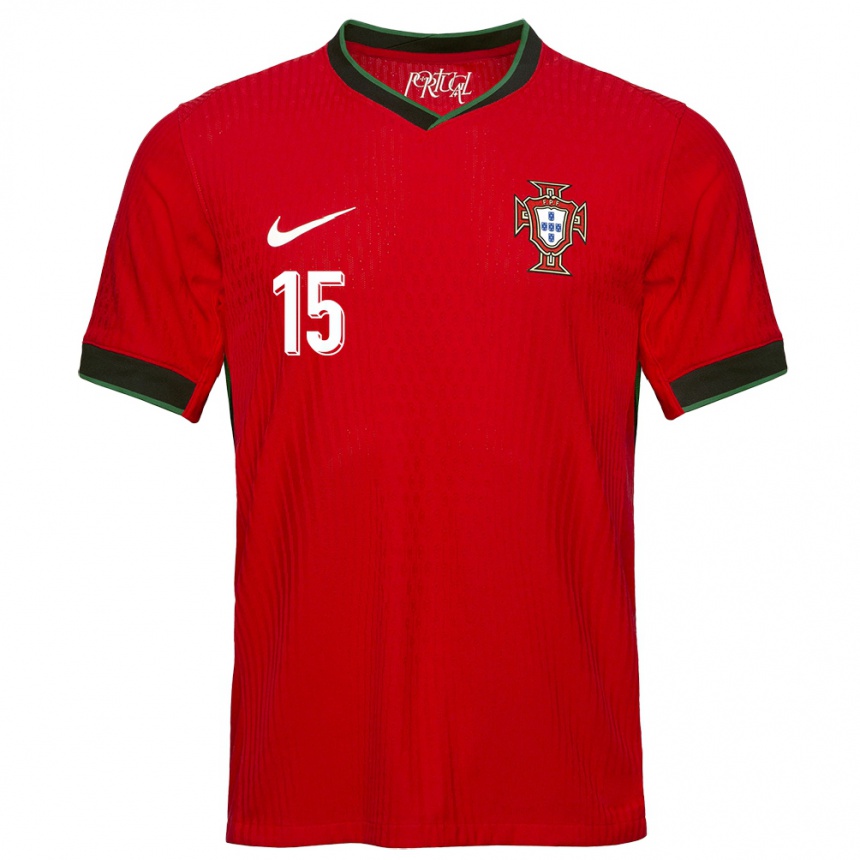 キッズフットボールポルトガルジョアン・シモース#15赤ホームシャツ24-26ジャージーユニフォーム