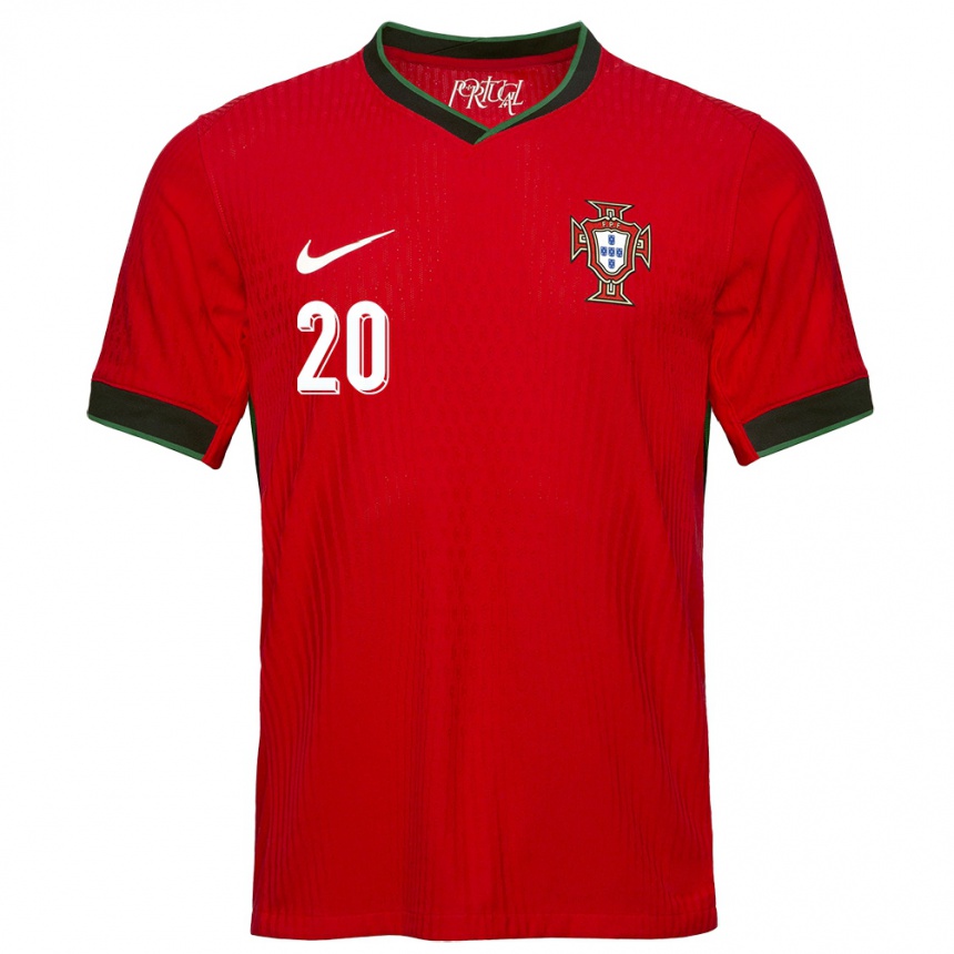 キッズフットボールポルトガルジョアン・ネベス#20赤ホームシャツ24-26ジャージーユニフォーム