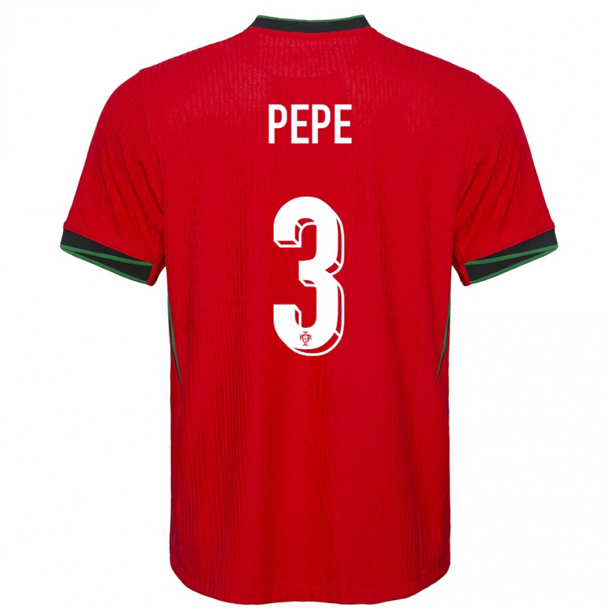 キッズフットボールポルトガルペペ#3赤ホームシャツ24-26ジャージーユニフォーム