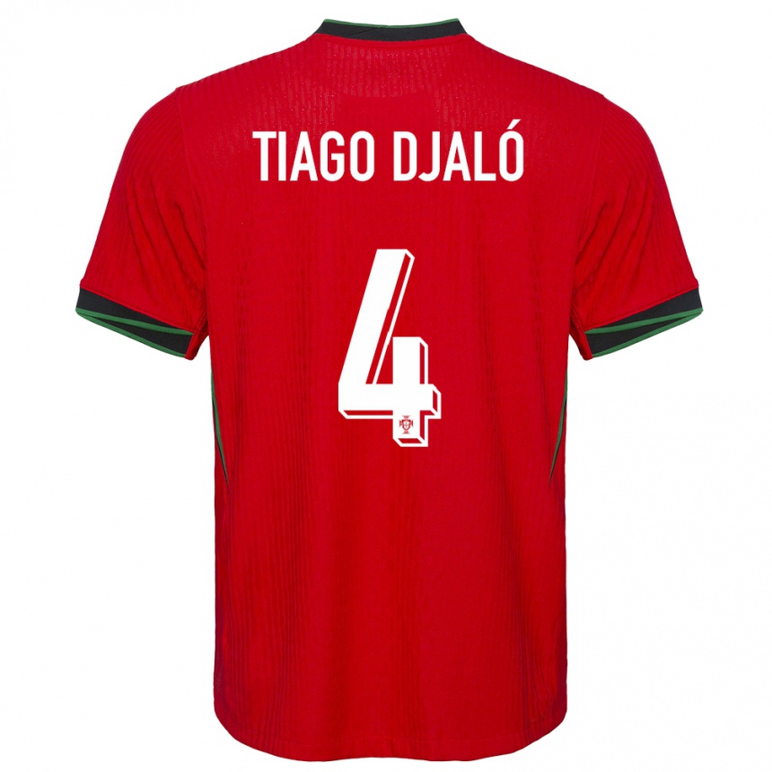 キッズフットボールポルトガルティアゴ・ジャロ#4赤ホームシャツ24-26ジャージーユニフォーム