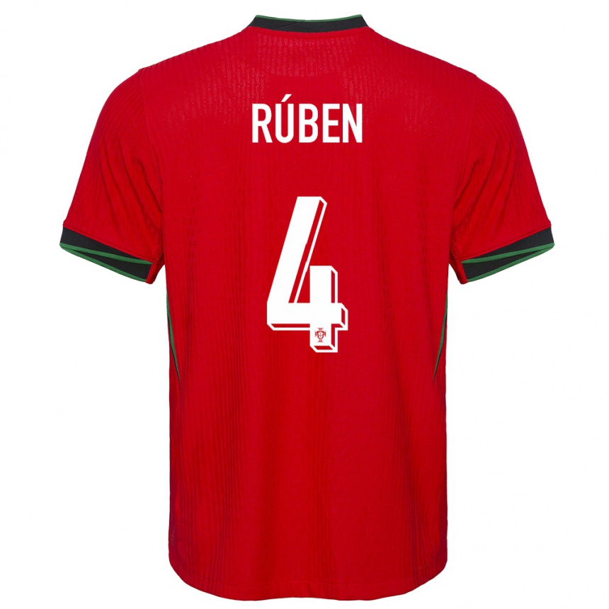 キッズフットボールポルトガルルベン・ディアス#4赤ホームシャツ24-26ジャージーユニフォーム