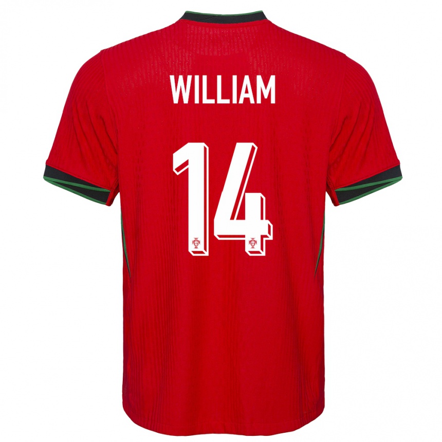 キッズフットボールポルトガルウィリアム・カルバーリョ#14赤ホームシャツ24-26ジャージーユニフォーム