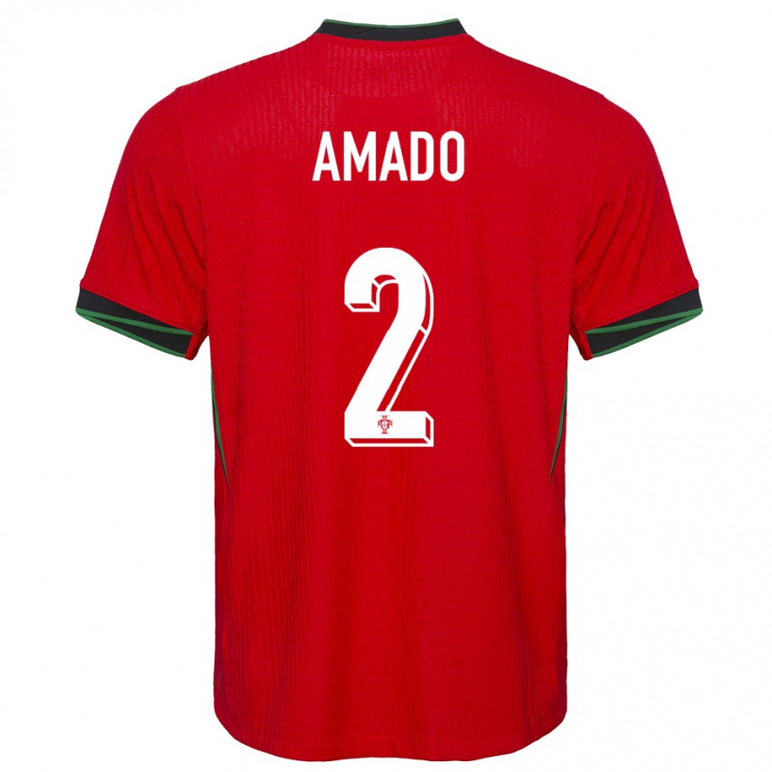 キッズフットボールポルトガルカタリーナ・アマド#2赤ホームシャツ24-26ジャージーユニフォーム