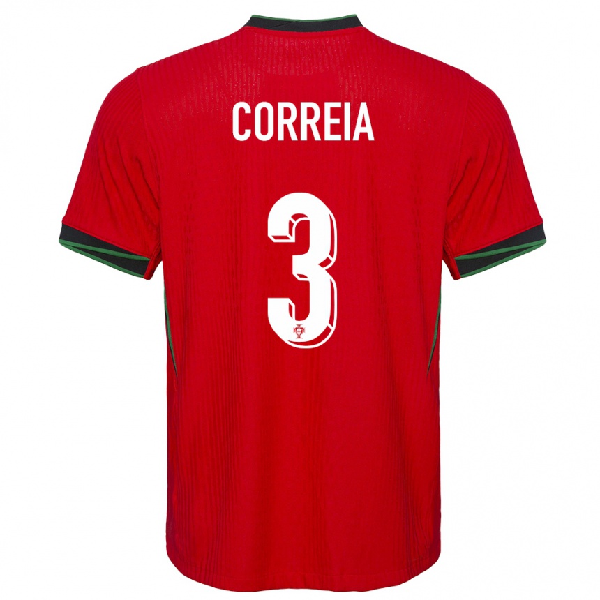 キッズフットボールポルトガルアリシア・コレイア#3赤ホームシャツ24-26ジャージーユニフォーム