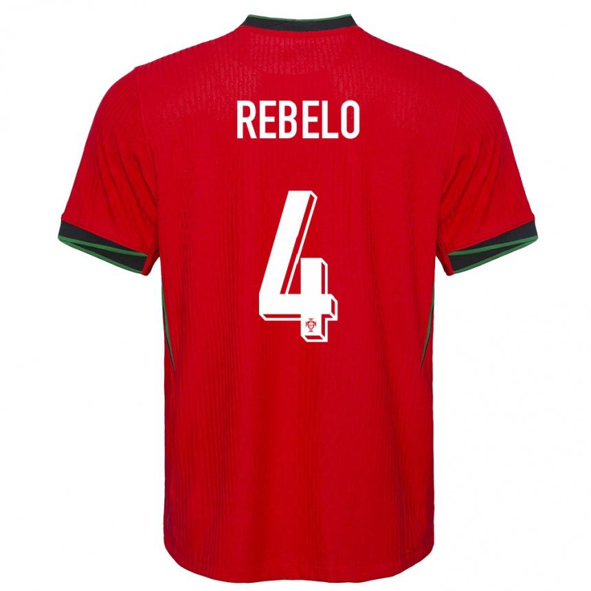 キッズフットボールポルトガルシルビア・レベロ#4赤ホームシャツ24-26ジャージーユニフォーム